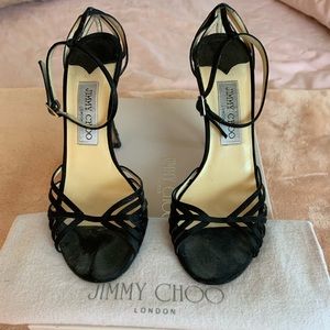 Authentic Jimmy Choo Black Satin Sandals. 36 1/2